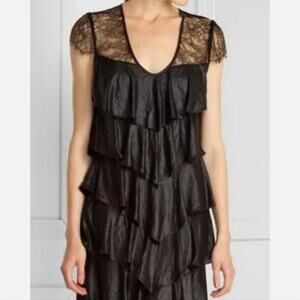 BCBGMAXAZRIA Black Cocktail ruffled Short Night Out Dress EUC